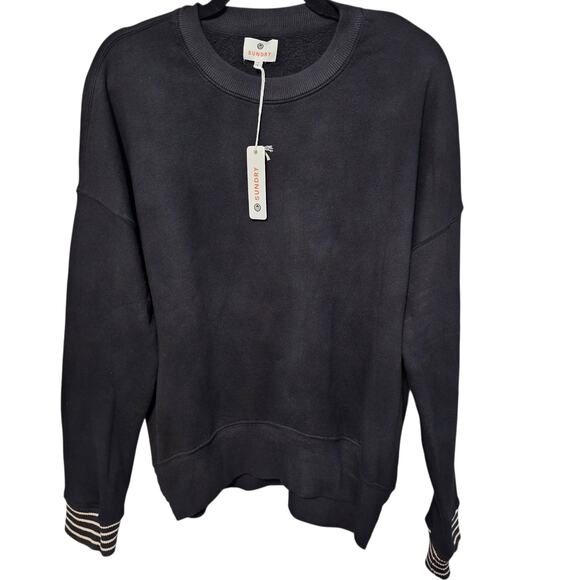 Sundry Tops - Sundry Black Long Sleeve Sweatshirt Side Zip Stripe I Want It All Size 1 Small